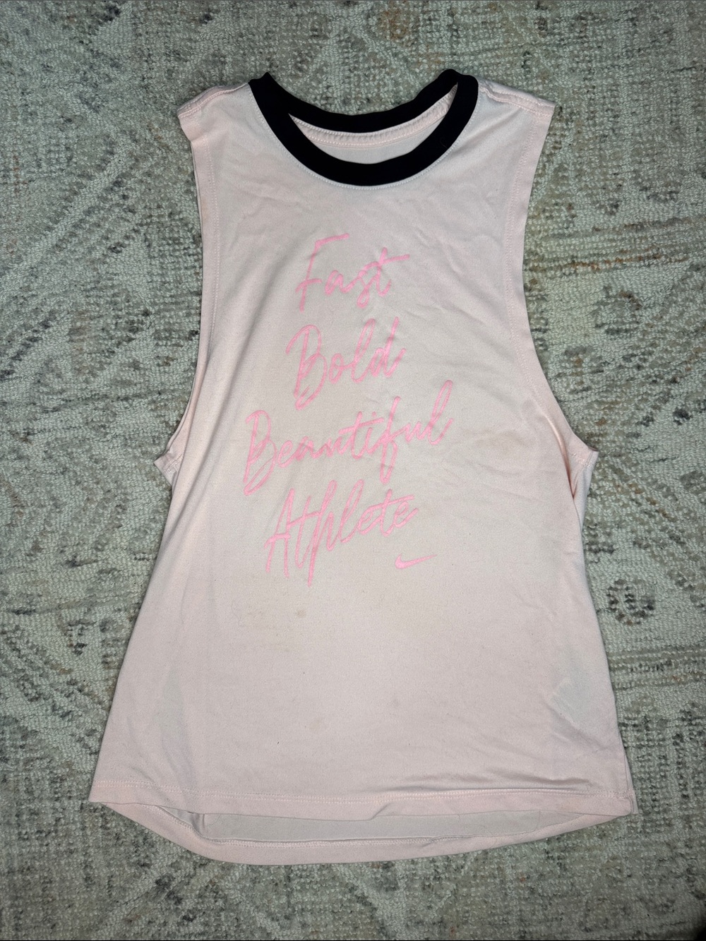Nike Light Pink Graphic Muscle Tank with Black Trim